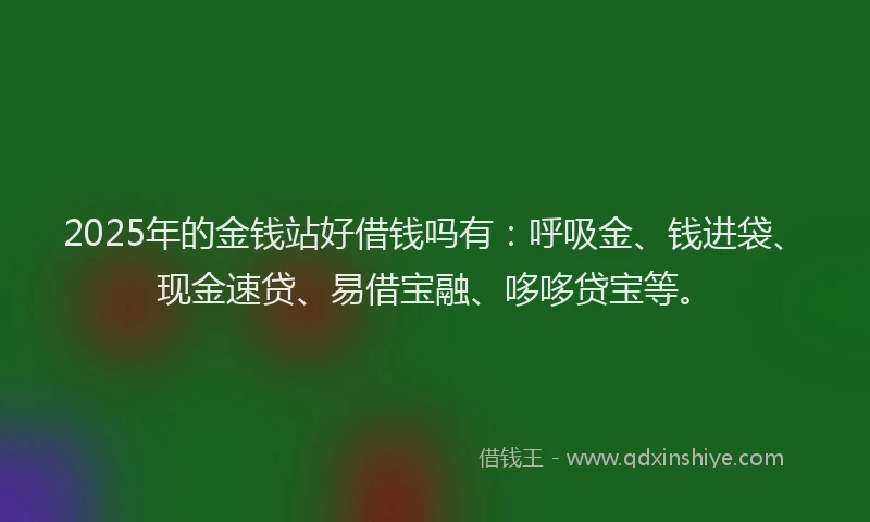 2025年的金钱站好借钱吗有：呼吸金、钱进袋、现金速贷、易借宝融、哆哆贷宝等。