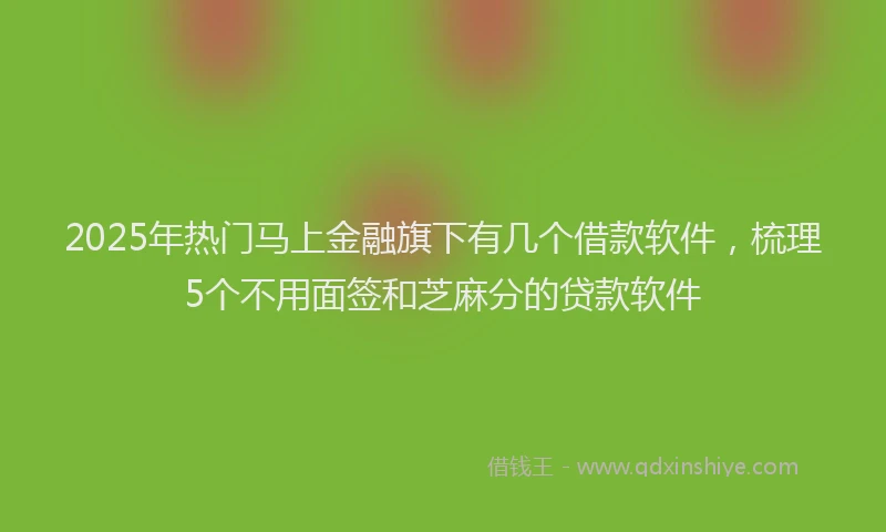2025年热门马上金融旗下有几个借款软件，梳理5个不用面签和芝麻分的贷款软件