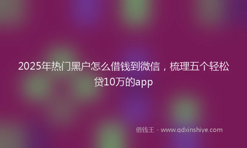 2025年热门黑户怎么借钱到微信，梳理五个轻松贷10万的app