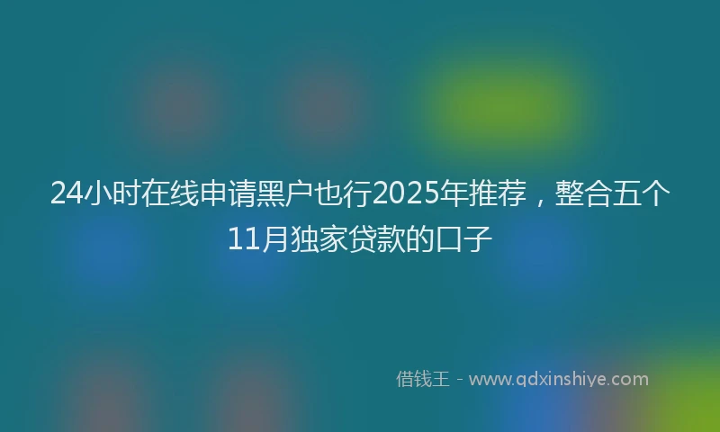 24小时在线申请黑户也行2025年推荐，整合五个11月独家贷款的口子
