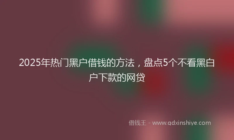 2025年热门黑户借钱的方法，盘点5个不看黑白户下款的网贷