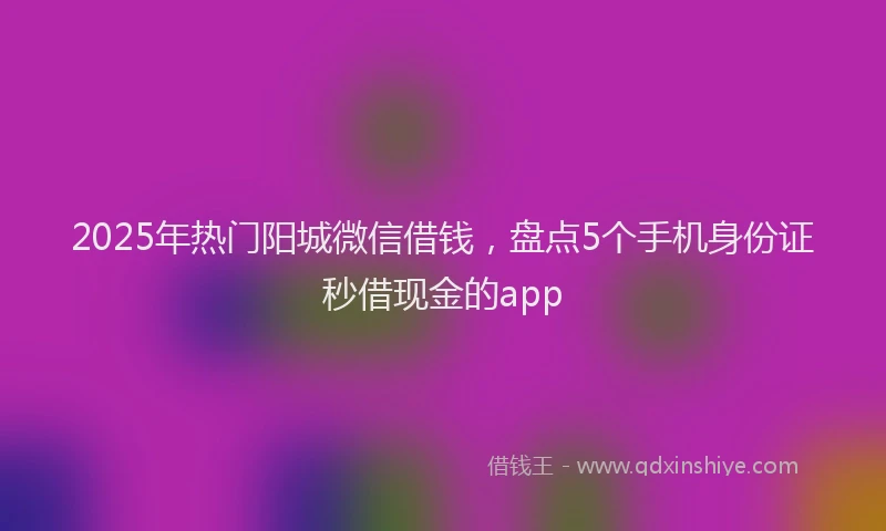 2025年热门阳城微信借钱，盘点5个手机身份证秒借现金的app