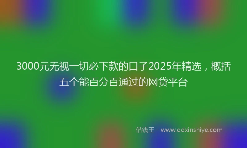 3000元无视一切必下款的口子2025年精选，概括五个能百分百通过的网贷平台