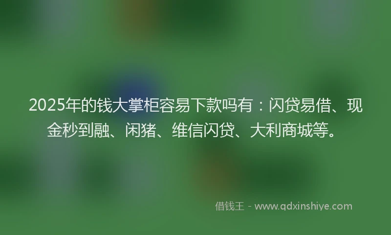 2025年的钱大掌柜容易下款吗有：闪贷易借、现金秒到融、闲猪、维信闪贷、大利商城等。