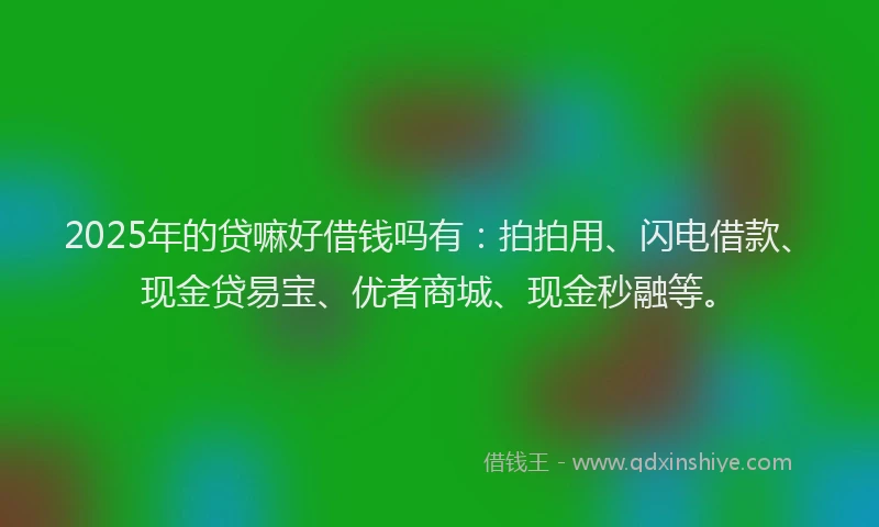 2025年的贷嘛好借钱吗有：拍拍用、闪电借款、现金贷易宝、优者商城、现金秒融等。