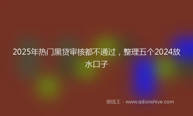 2025年热门黑贷审核都不通过，整理五个2024放水口子
