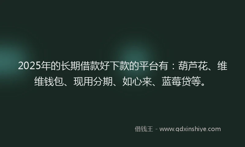 2025年的长期借款好下款的平台有：葫芦花、维维钱包、现用分期、如心来、蓝莓贷等。