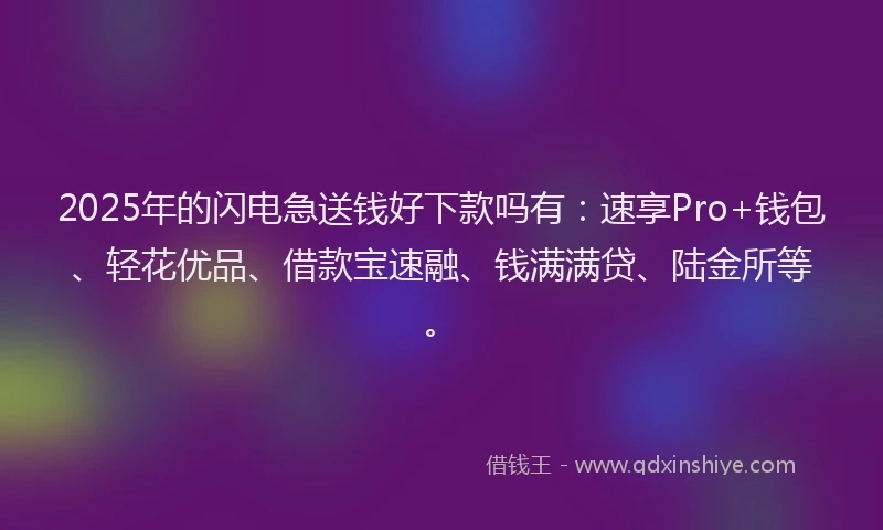 2025年的闪电急送钱好下款吗有:速享Pro+钱包、轻花优品、借款宝速融、钱满满贷、陆金所等。