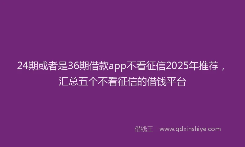 24期或者是36期借款app不看征信2025年推荐，汇总五个不看征信的借钱平台