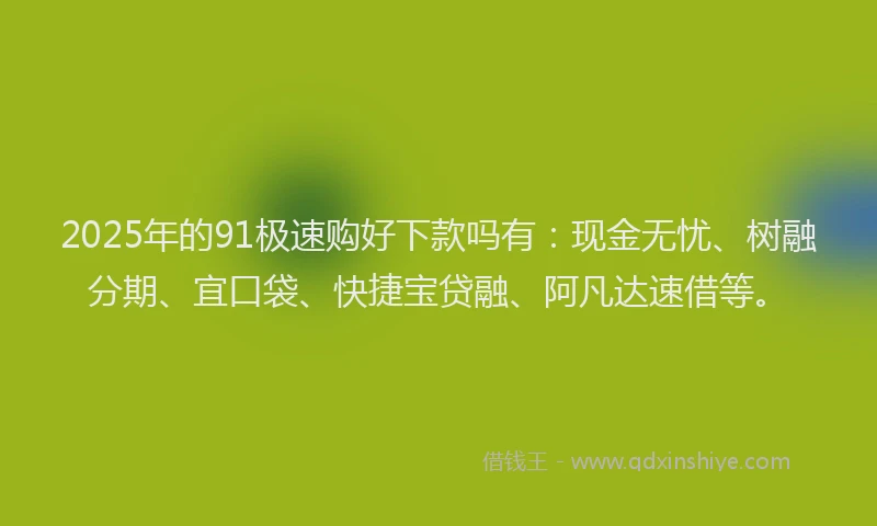 2025年的91极速购好下款吗有：现金无忧、树融分期、宜口袋、快捷宝贷融、阿凡达速借等。