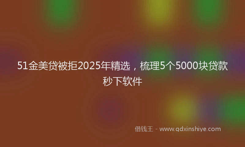 51金美贷被拒2025年精选，梳理5个5000块贷款秒下软件