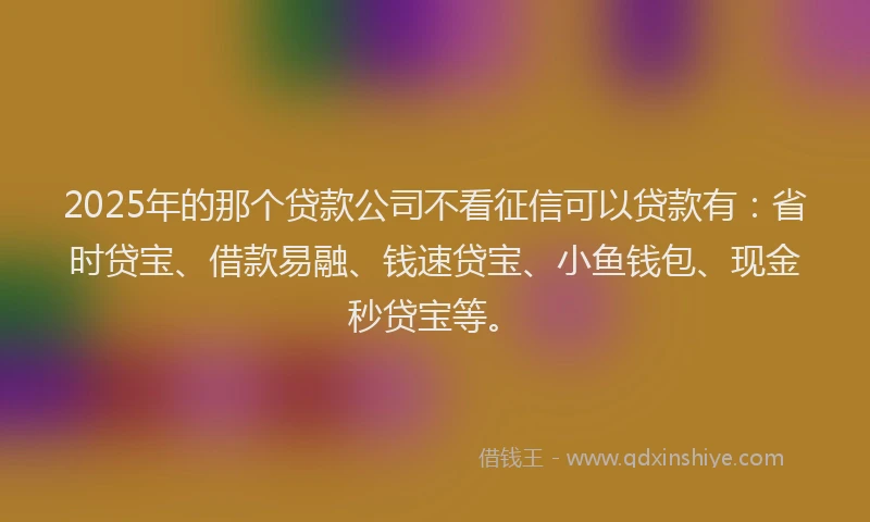 2025年的那个贷款公司不看征信可以贷款有：省时贷宝、借款易融、钱速贷宝、小鱼钱包、现金秒贷宝等。