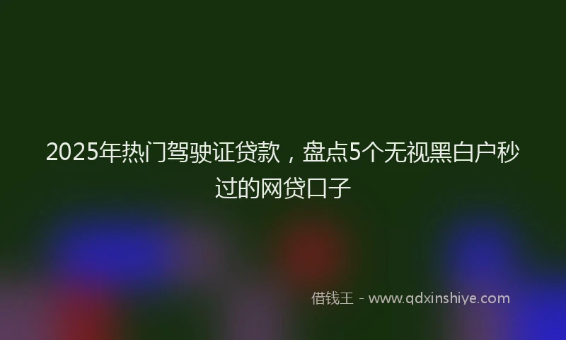 2025年热门驾驶证贷款，盘点5个无视黑白户秒过的网贷口子