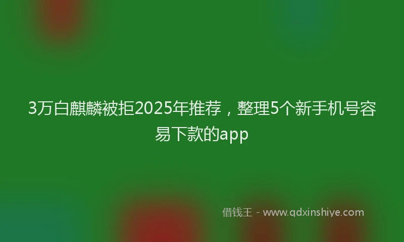 3万白麒麟被拒2025年推荐，整理5个新手机号容易下款的app