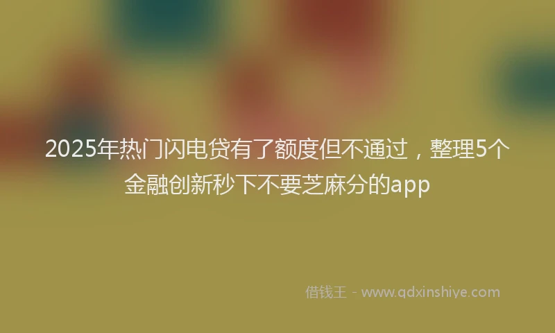 2025年热门闪电贷有了额度但不通过，整理5个金融创新秒下不要芝麻分的app