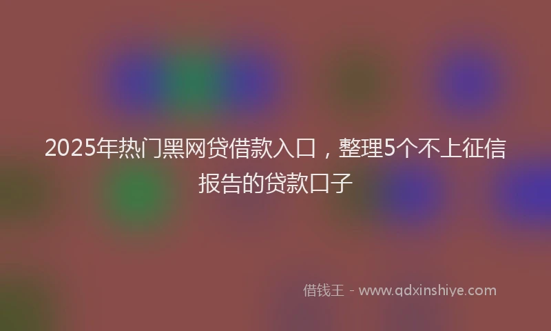 2025年热门黑网贷借款入口，整理5个不上征信报告的贷款口子