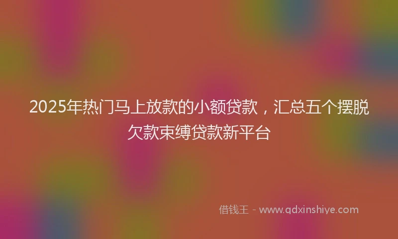 2025年热门马上放款的小额贷款，汇总五个摆脱欠款束缚贷款新平台