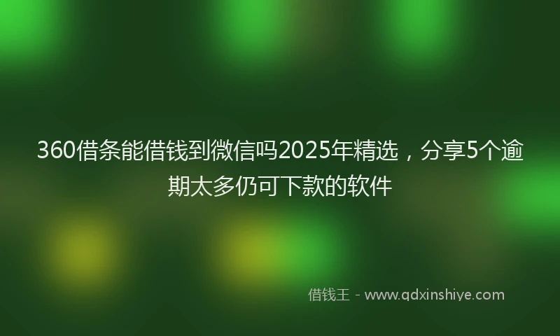 360借条能借钱到微信吗2025年精选，分享5个逾期太多仍可下款的软件