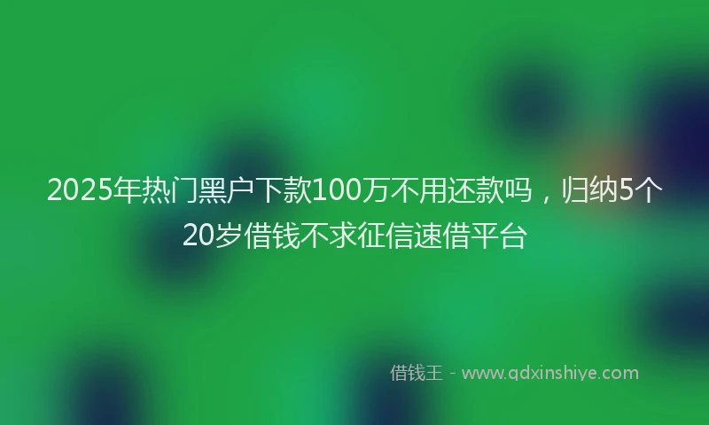 2025年热门黑户下款100万不用还款吗，归纳5个20岁借钱不求征信速借平台