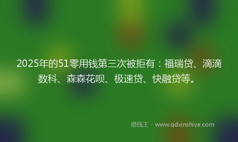 2025年的51零用钱第三次被拒有：福瑞贷、滴滴数科、森森花呗、极速贷、快融贷等。