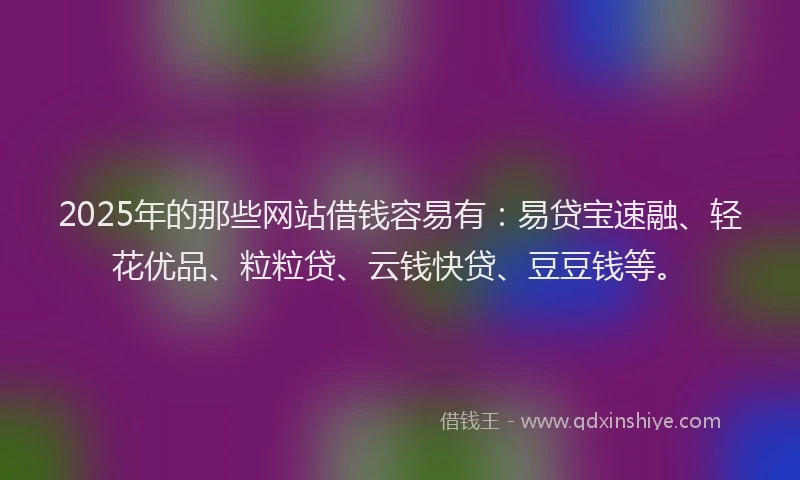 2025年的那些网站借钱容易有：易贷宝速融、轻花优品、粒粒贷、云钱快贷、豆豆钱等。