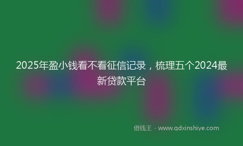 2025年盈小钱看不看征信记录，梳理五个2024最新贷款平台