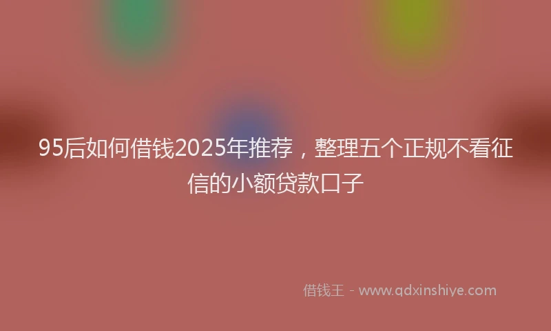 95后如何借钱2025年推荐，整理五个正规不看征信的小额贷款口子