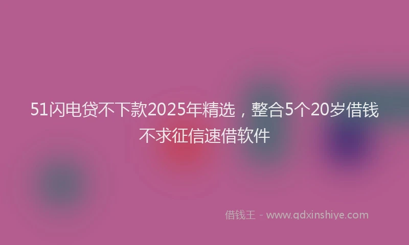 51闪电贷不下款2025年精选，整合5个20岁借钱不求征信速借软件