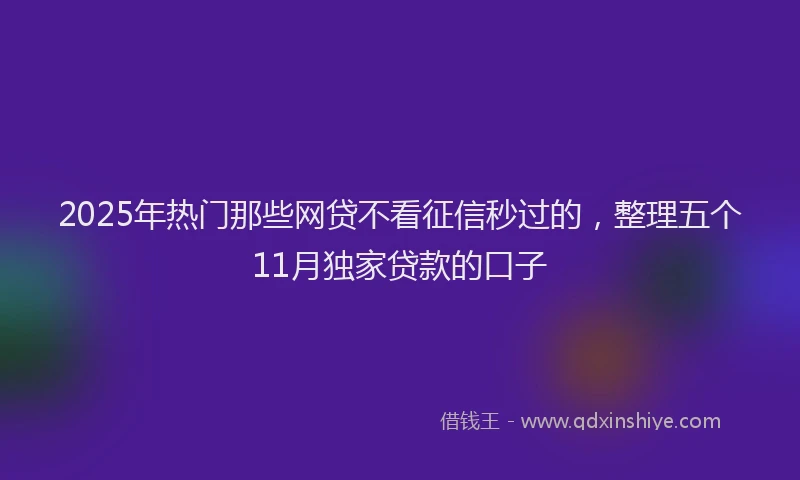 2025年热门那些网贷不看征信秒过的，整理五个11月独家贷款的口子