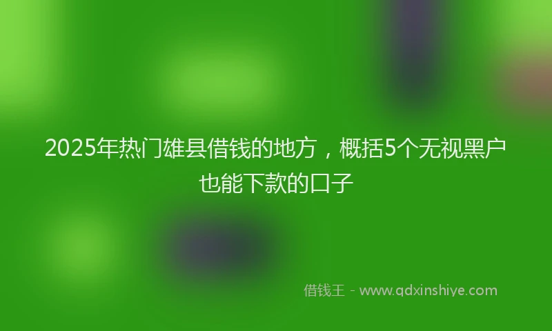 2025年热门雄县借钱的地方，概括5个无视黑户也能下款的口子