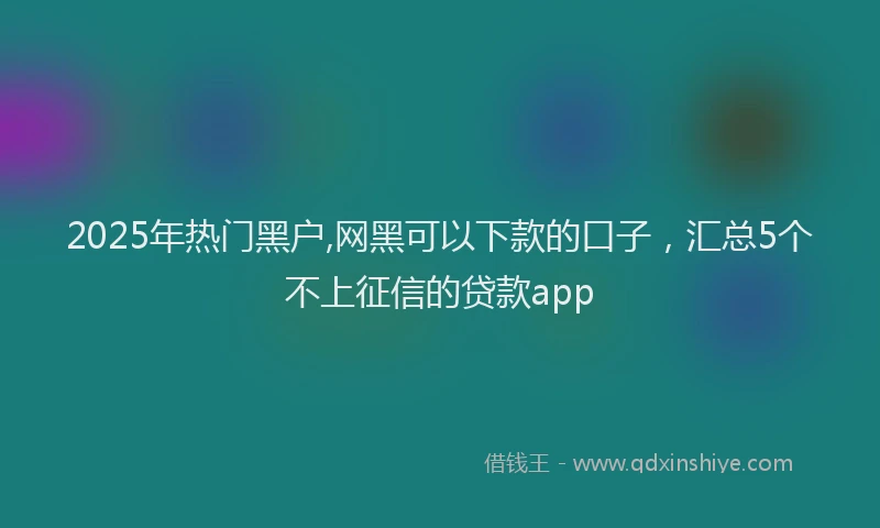 2025年热门黑户,网黑可以下款的口子，汇总5个不上征信的贷款app