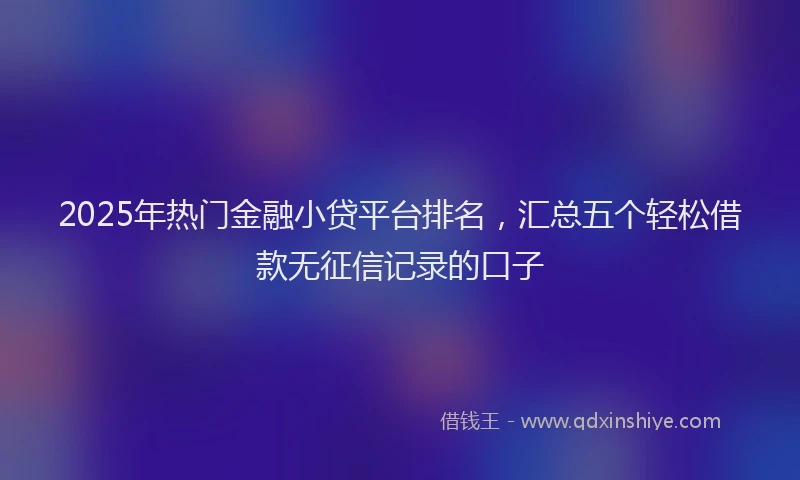 2025年热门金融小贷平台排名，汇总五个轻松借款无征信记录的口子