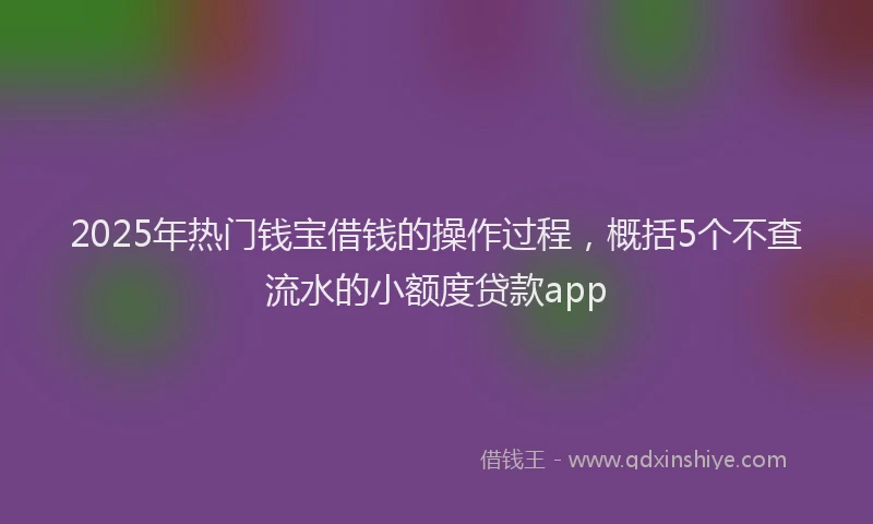 2025年热门钱宝借钱的操作过程,概括5个不查流水的小额度贷款app