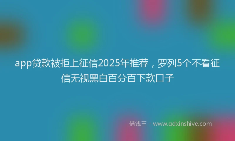app贷款被拒上征信2025年推荐，罗列5个不看征信无视黑白百分百下款口子
