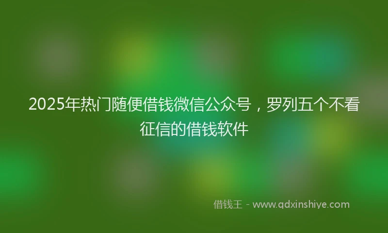 2025年热门随便借钱微信公众号，罗列五个不看征信的借钱软件