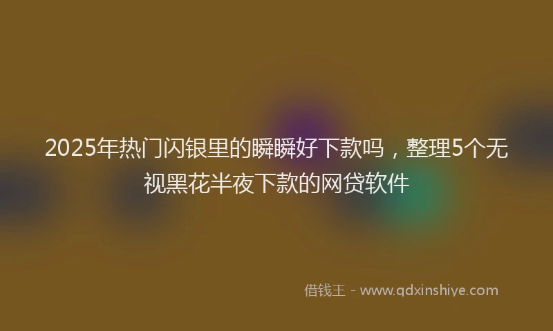 2025年热门闪银里的瞬瞬好下款吗,整理5个无视黑花半夜下款的网贷软件