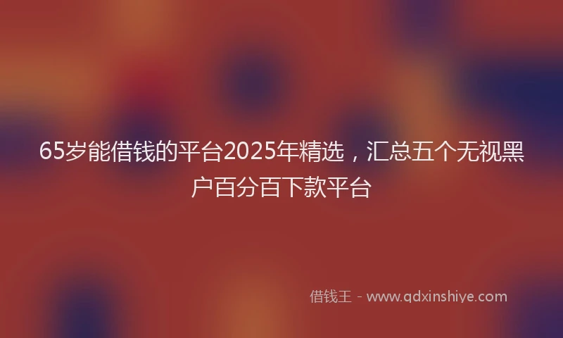 65岁能借钱的平台2025年精选,汇总五个无视黑户百分百下款平台