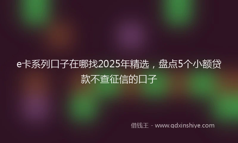 e卡系列口子在哪找2025年精选，盘点5个小额贷款不查征信的口子