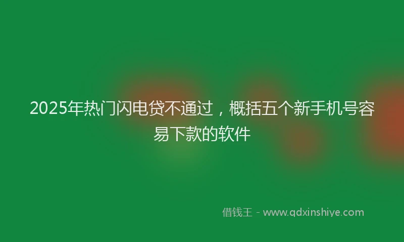 2025年热门闪电贷不通过，概括五个新手机号容易下款的软件