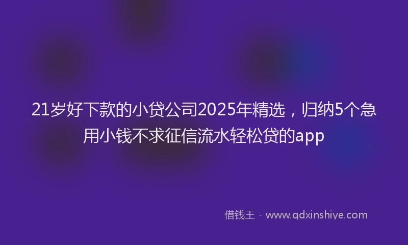 21岁好下款的小贷公司2025年精选，归纳5个急用小钱不求征信流水轻松贷的app