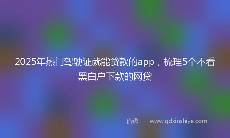 2025年热门驾驶证就能贷款的app，梳理5个不看黑白户下款的网贷