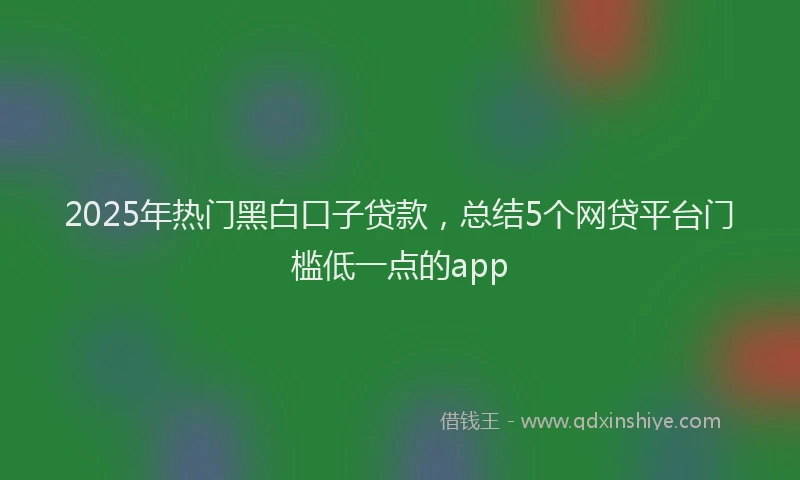 2025年热门黑白口子贷款，总结5个网贷平台门槛低一点的app