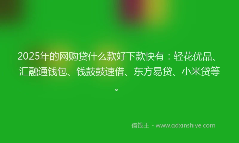 2025年的网购贷什么款好下款快有：轻花优品、汇融通钱包、钱鼓鼓速借、东方易贷、小米贷等。