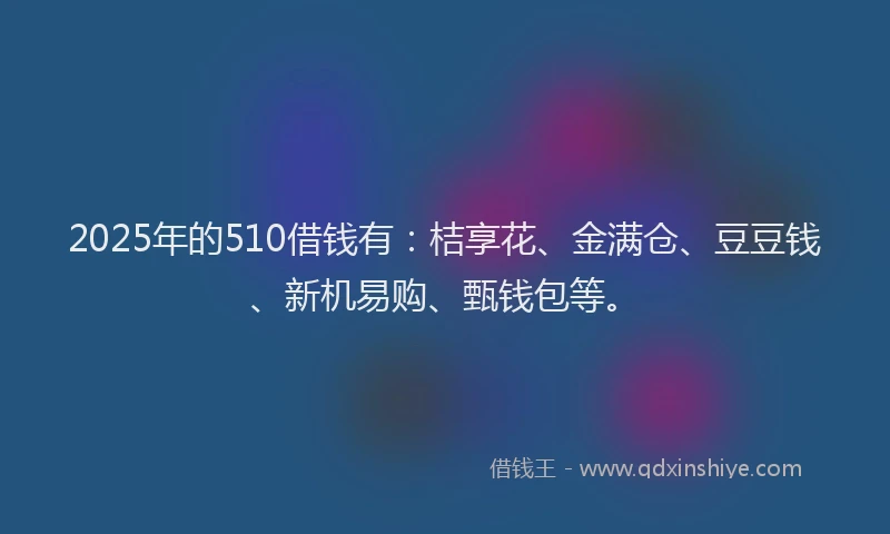 2025年的510借钱有：桔享花、金满仓、豆豆钱、新机易购、甄钱包等。