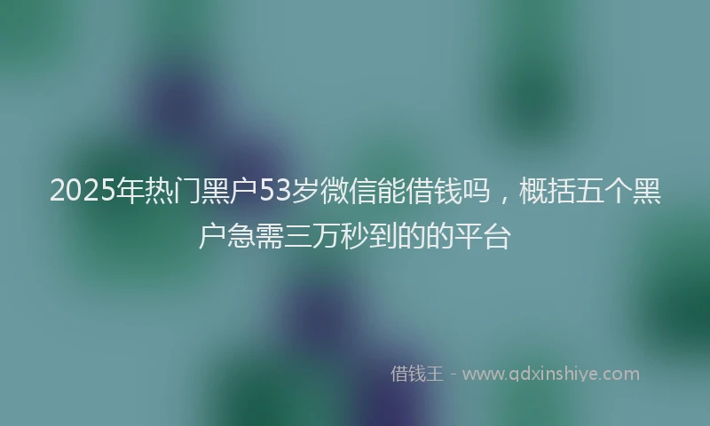 2025年热门黑户53岁微信能借钱吗，概括五个黑户急需三万秒到的的平台