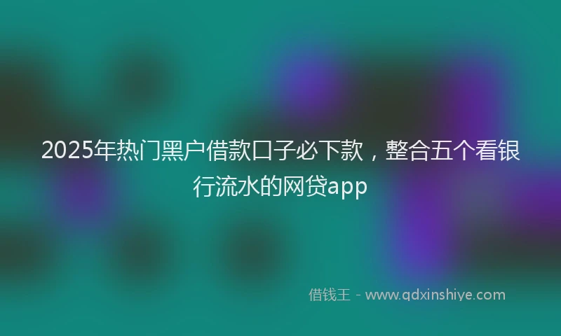 2025年热门黑户借款口子必下款，整合五个看银行流水的网贷app