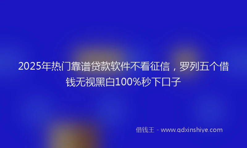 2025年热门靠谱贷款软件不看征信，罗列五个借钱无视黑白100%秒下口子