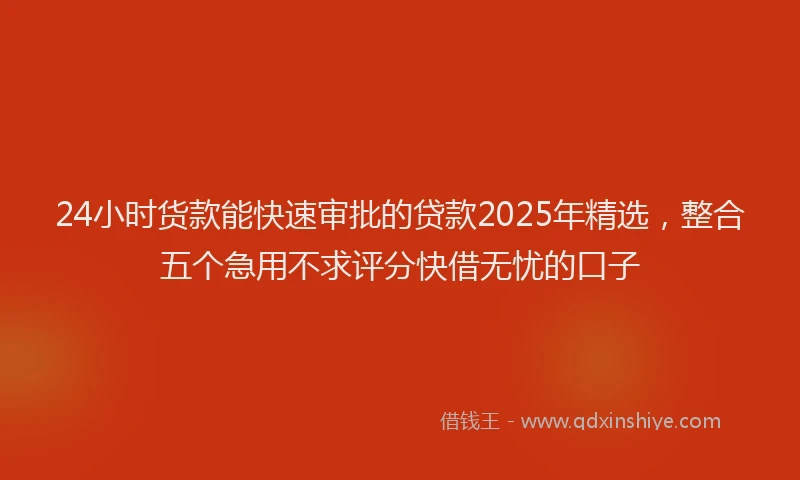 24小时货款能快速审批的贷款2025年精选，整合五个急用不求评分快借无忧的口子