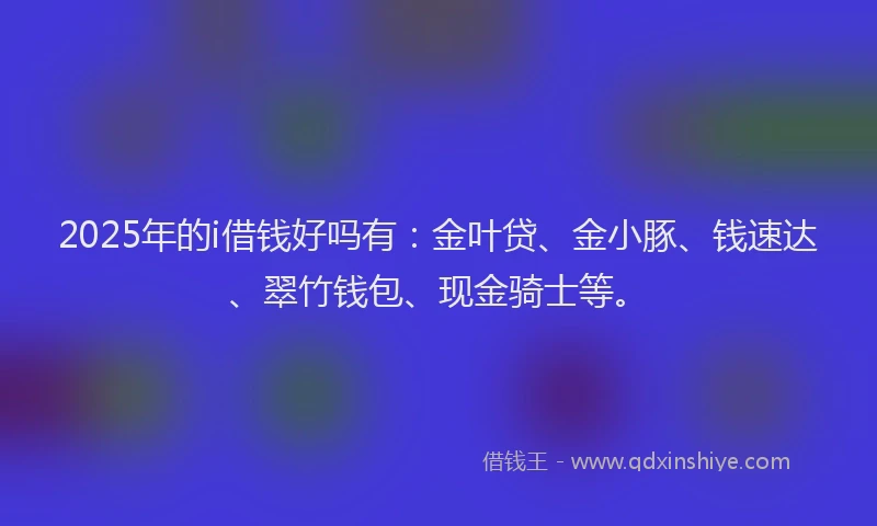 2025年的i借钱好吗有：金叶贷、金小豚、钱速达、翠竹钱包、现金骑士等。