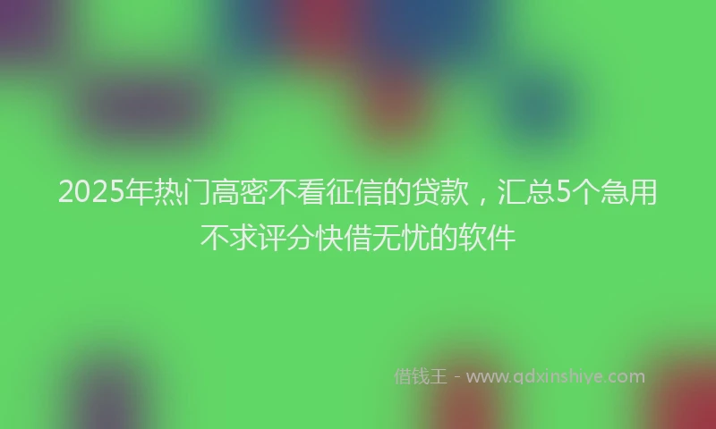 2025年热门高密不看征信的贷款，汇总5个急用不求评分快借无忧的软件